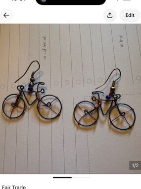 Fair Trade Recycling 1 Pair Of Bicycle Wired Earrings.